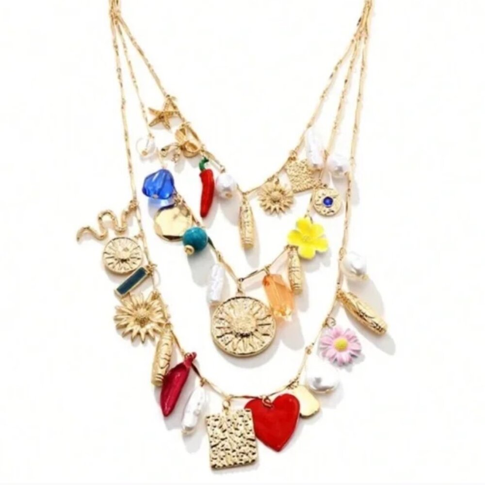Luxe Charm Necklace Set Statement - image 3